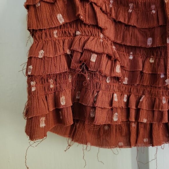 Rebellion Again Smocked Waist Elastic Sleeve Layered Blouse Size Large - Picture 4 of 7